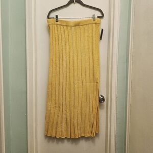 Eloquii Yellow Knit Pleated Skirt Midi NWT Elastic Women's Plus Size 14/16 $